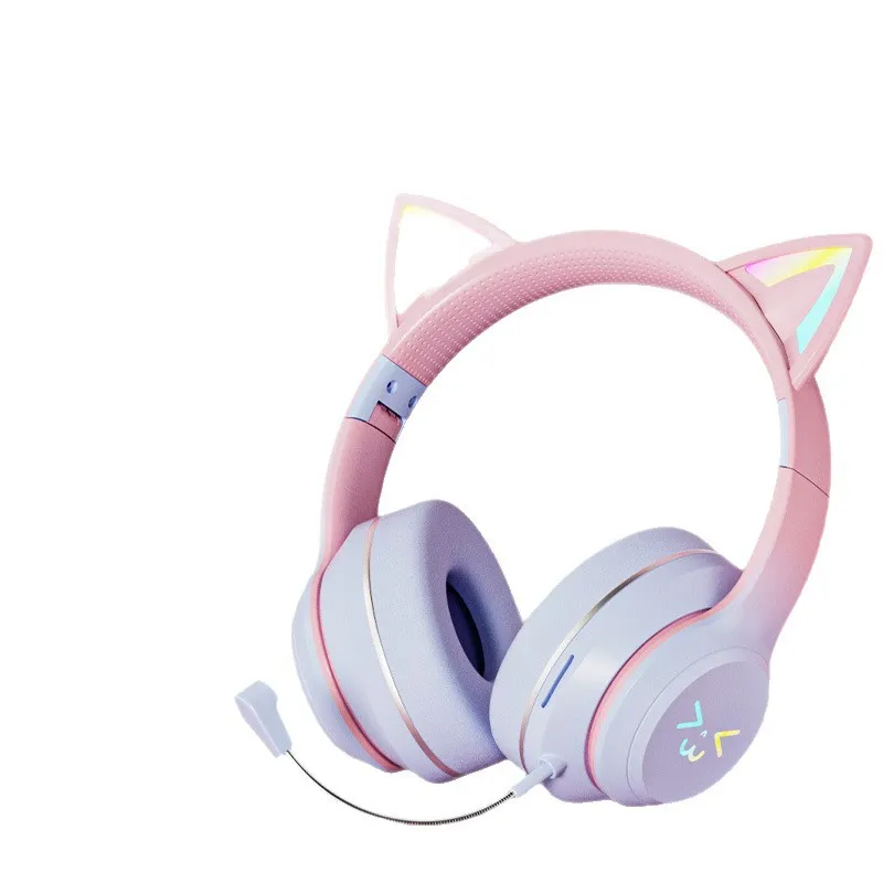 Headphone Bluetooth Nirkabel B - Cat Ear Bluetooth Headset Led ulasan dan harga