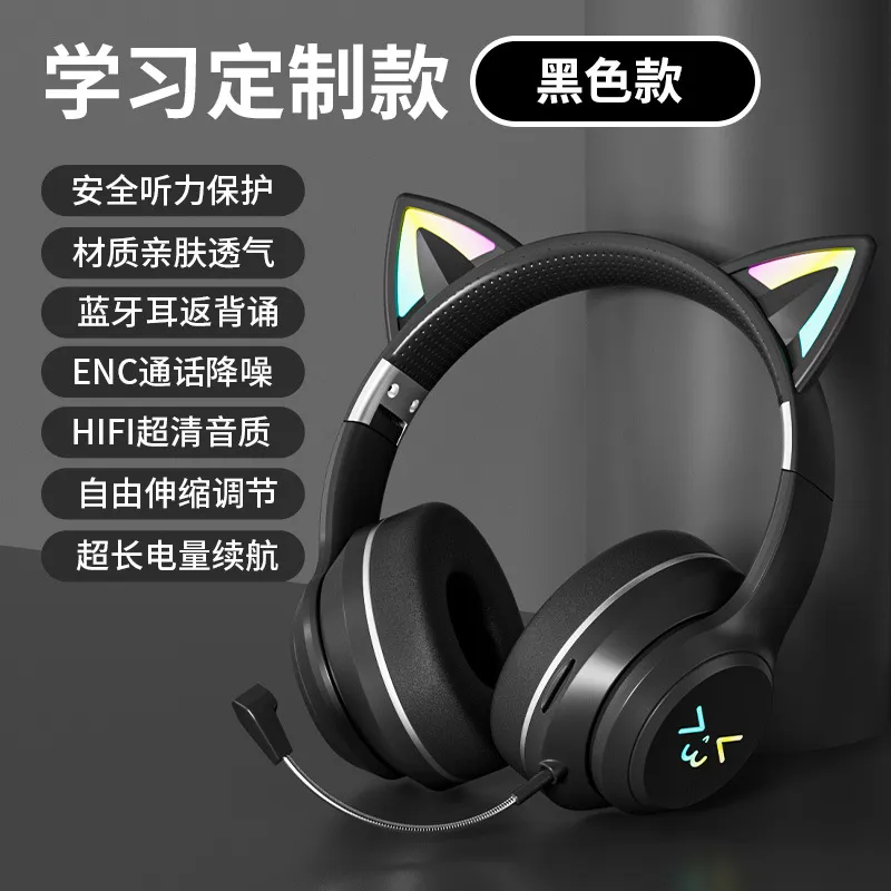 Headphone Bluetooth Nirkabel B - Cat Ear Bluetooth Headset Led ulasan dan harga