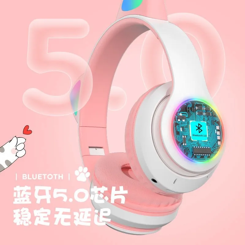 Headphone Bluetooth Bentuk Tel - Cat Ear Bluetooth Headset Led ulasan dan harga