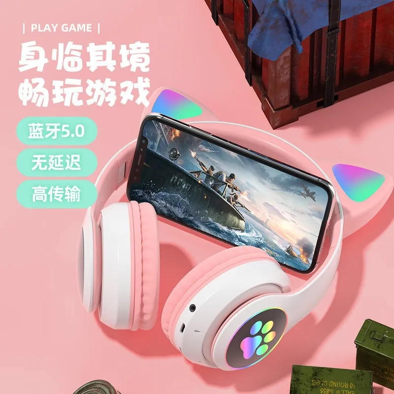 Headphone Bluetooth Bentuk Tel - Cat Ear Bluetooth Headset Led ulasan dan harga