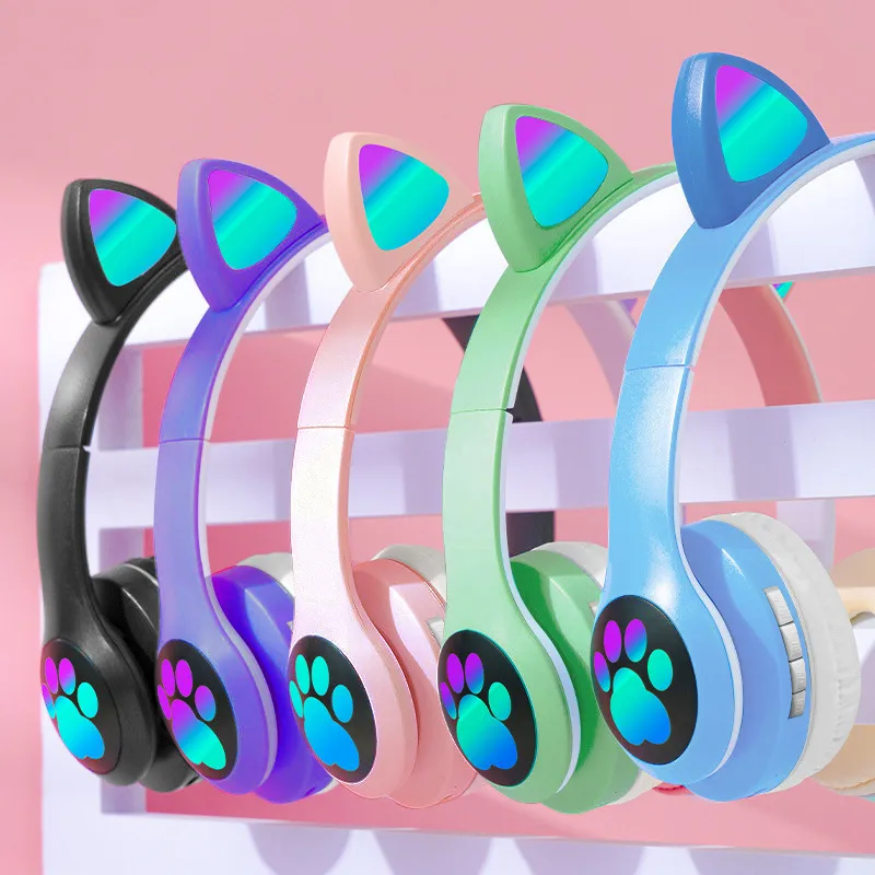 Headphone Nirkabel Bentuk Teli - Cat Ear Bluetooth Headset Led ulasan dan harga
