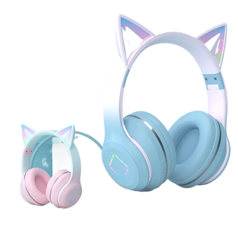 Headphone Bluetooth Nirkabel T - Cat Ear Bluetooth Headset Led ulasan dan harga