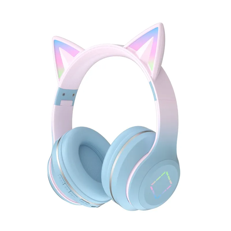 Headphone Bluetooth Nirkabel T - Cat Ear Bluetooth Headset Led ulasan dan harga